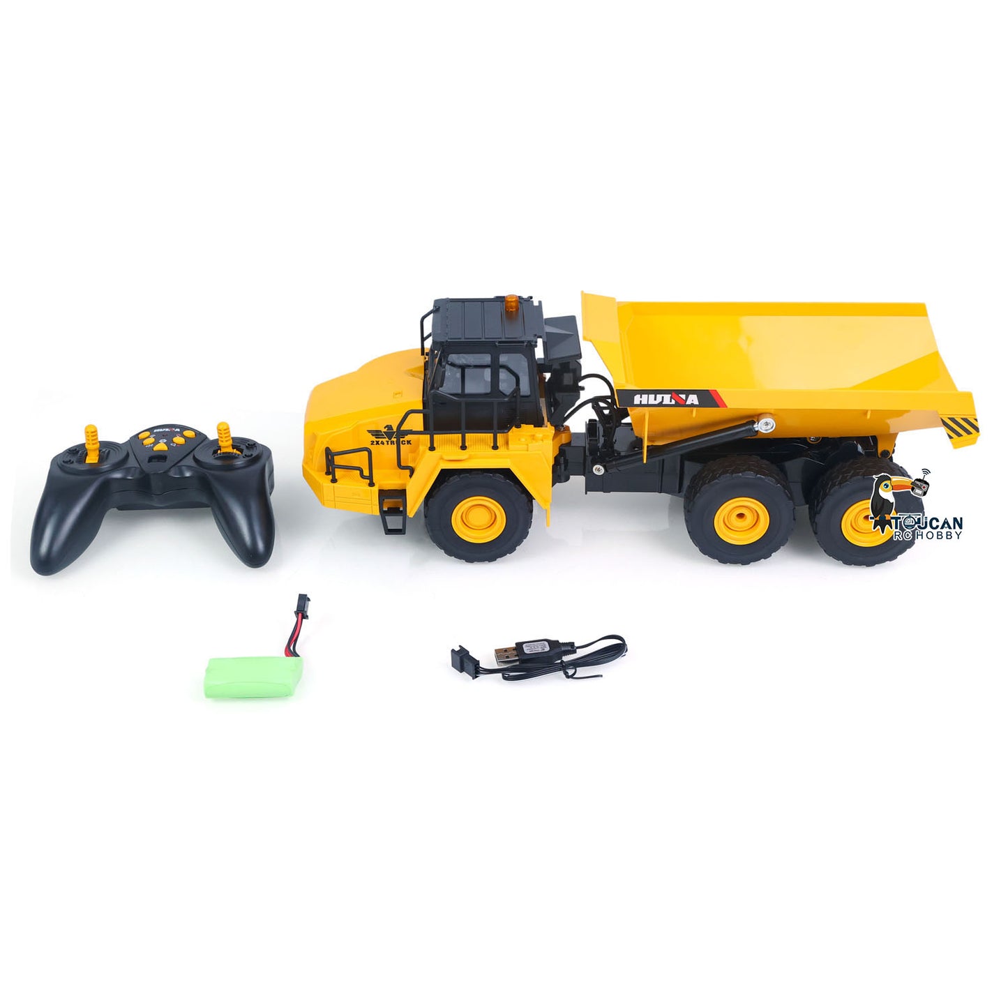 HUINA 1/16 Half Metal Electric Remote Control Dump Truck 553 RC Construction Vehicle Tipper Lights Sounds Effect RTR Model
