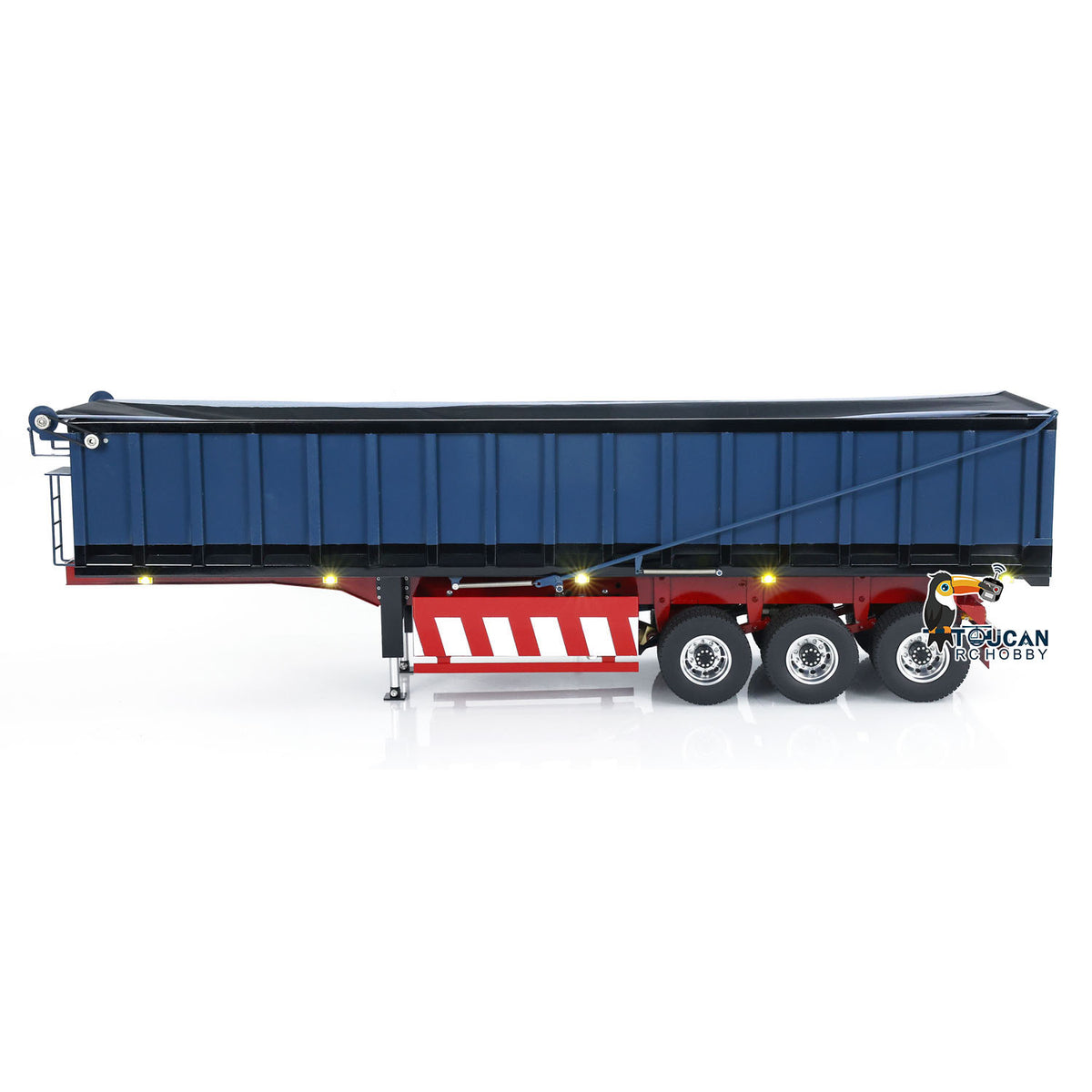 TOUCAN RC HOBBY 1/14 Metal 3 Axles Hydraulic Dump Trailers with Electric Tarpaulin for RC Tractor Trucks Remote Control Excavator Model
