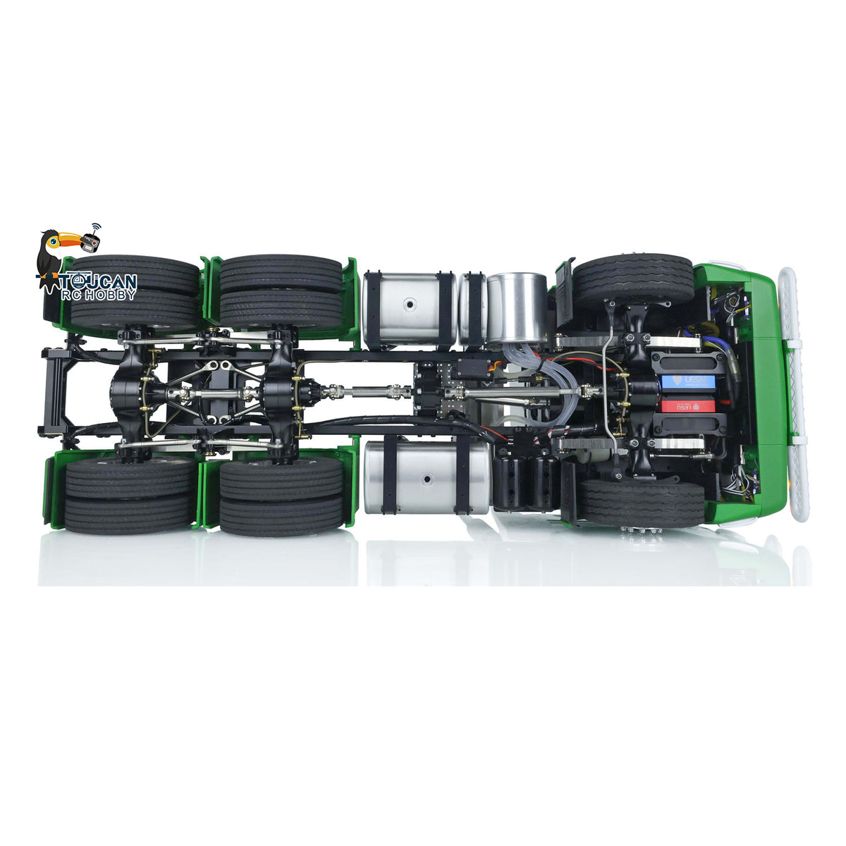 1/14 TOUCAN Lackiert RC Sattelzugmaschine 6x6 Metallchassis Fernbedienung Autos Modell Licht Ton Rauch