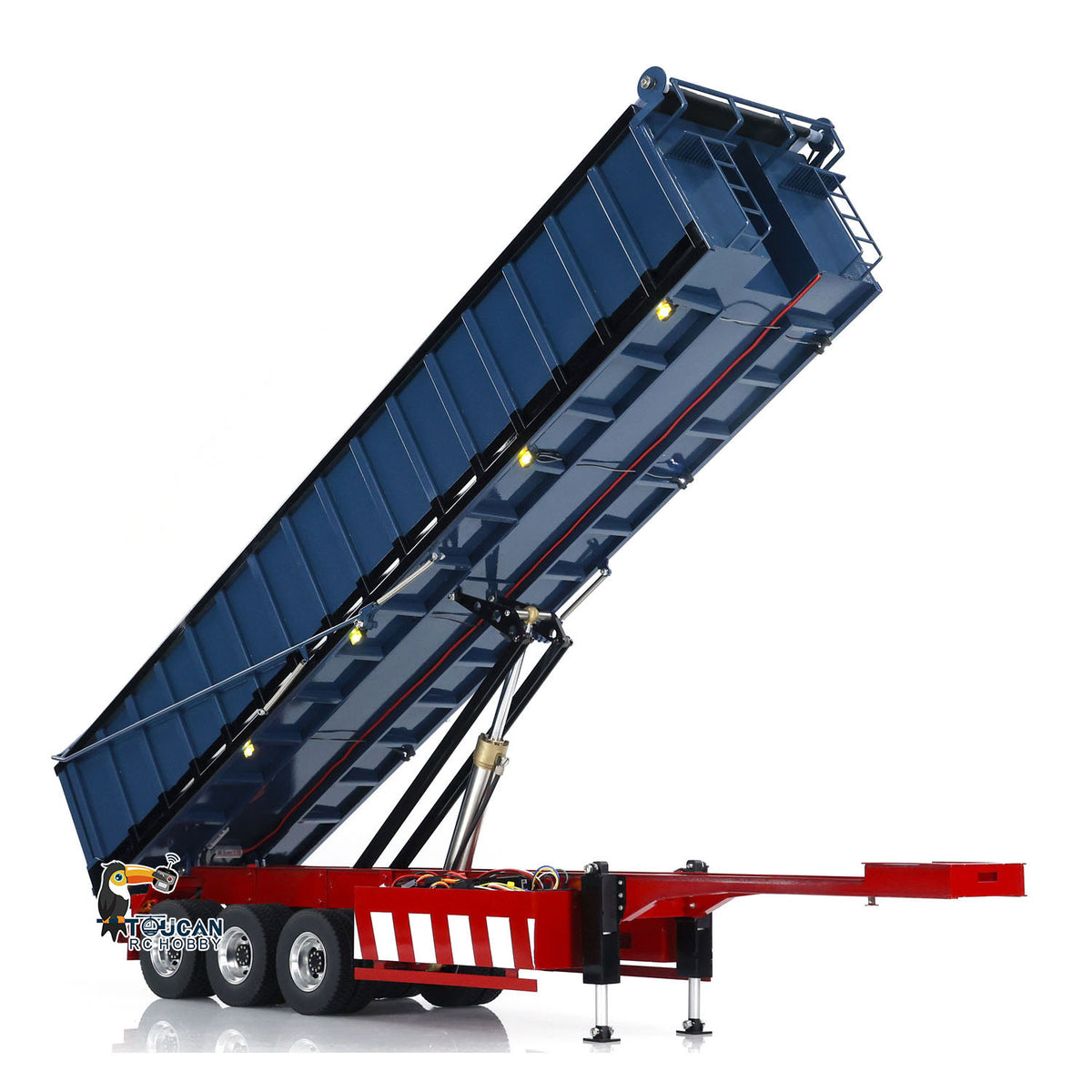TOUCAN RC HOBBY 1/14 Metal 3 Axles Hydraulic Dump Trailers with Electric Tarpaulin for RC Tractor Trucks Remote Control Excavator Model