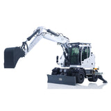 CUT Model 1/14 Remote Control Hydraulic Wheeled Excavator 3Arms LR914 8CH Valve Metal RC Digger Flysky PL18EV Lite Radio RTR