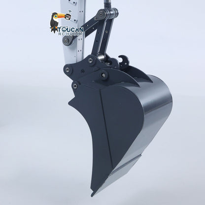 CUT Model LR914 1/14 Metal RC Hydraulic Wheel Excavator RTR 3 Arms 8-Way Valve Digger PL18EV Lite Controller Manual Quick Coupler Light & Sound System Cabin Guard Rail Tail hook for Model Collectors