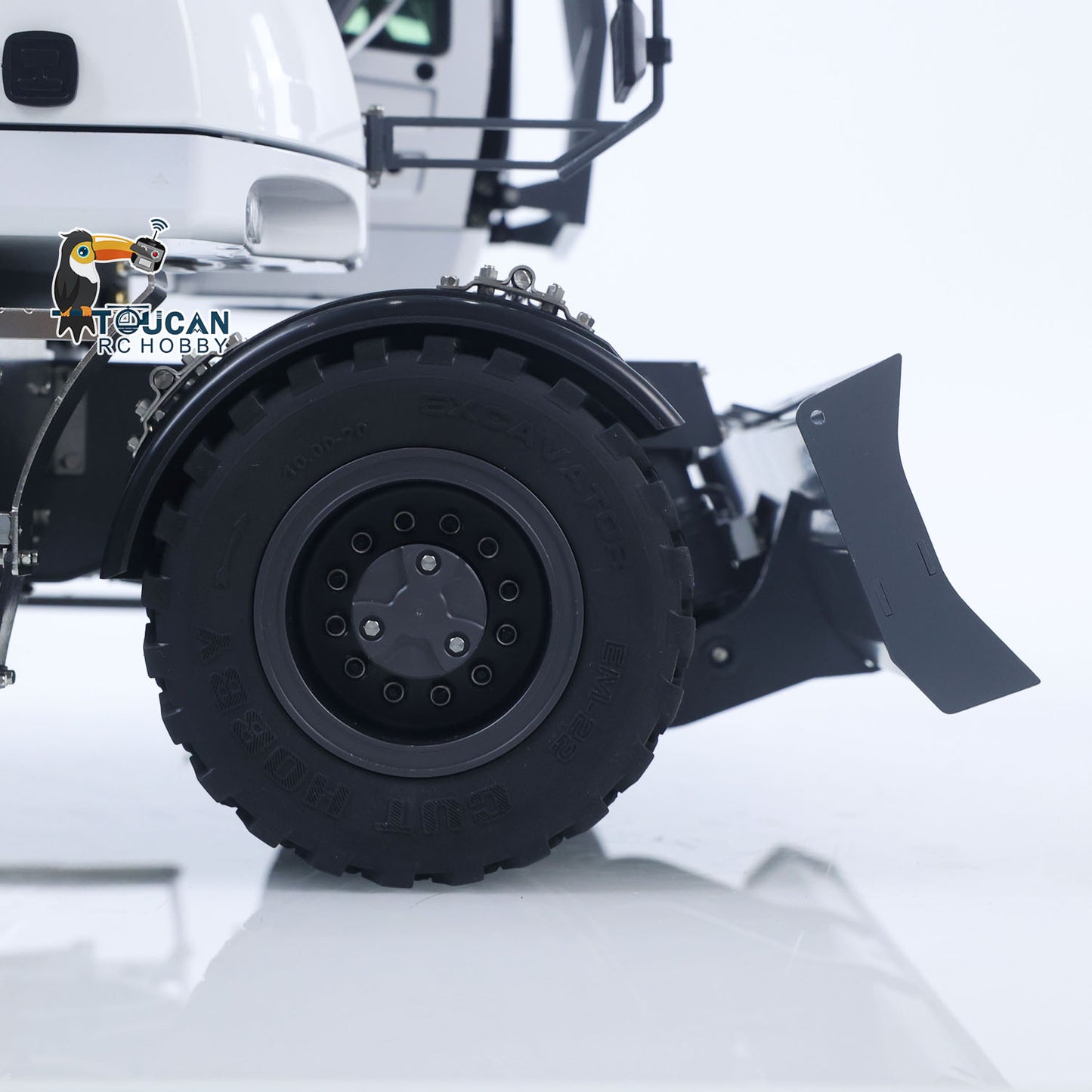 CUT Model LR914 1/14 Metal RC Hydraulic Wheel Excavator RTR 3 Arms 8-Way Valve Digger PL18EV Lite Controller Manual Quick Coupler Light & Sound System Cabin Guard Rail Tail hook for Model Collectors