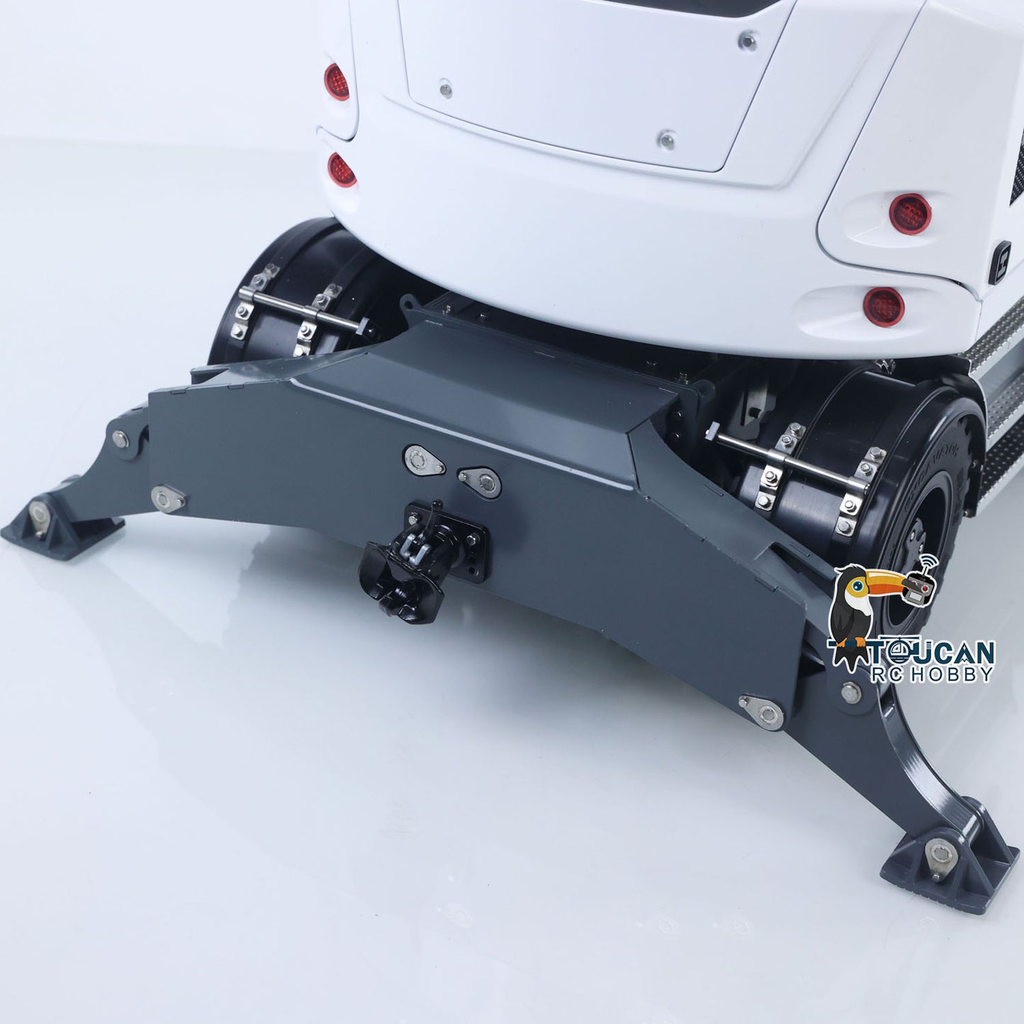 CUT Model LR914 1/14 Metal RC Hydraulic Wheel Excavator RTR 3 Arms 8-Way Valve Digger PL18EV Lite Controller Manual Quick Coupler Light & Sound System Cabin Guard Rail Tail hook for Model Collectors