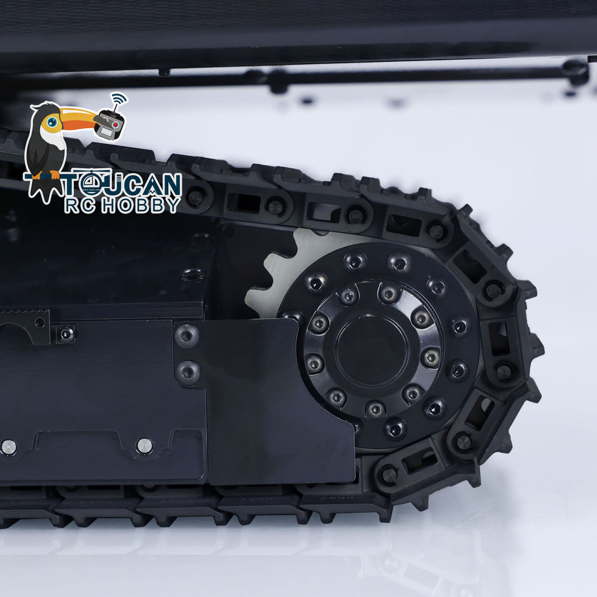 1/14 EC380 RC-Hydraulikbagger mit Raupenfahrwerk, kabellos gesteuerter Bagger, montiertes Modell mit Sender, Metallaufreißer, kippbarer Eimer