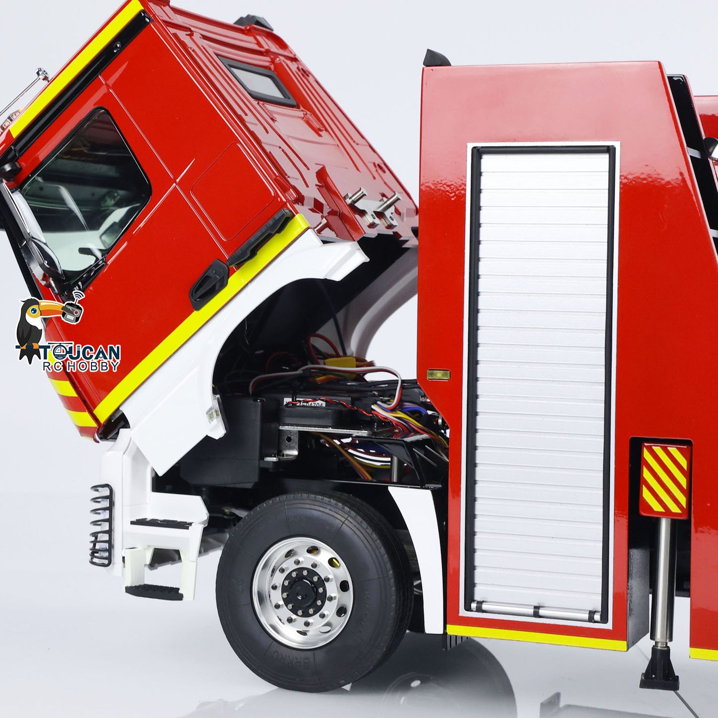 In Stock 1/14 4X2 Metal Chassis Electric Lift Ladder Car RC Fire Truck Construction Vehicle ST8 Radio 2Speed Light Sound System