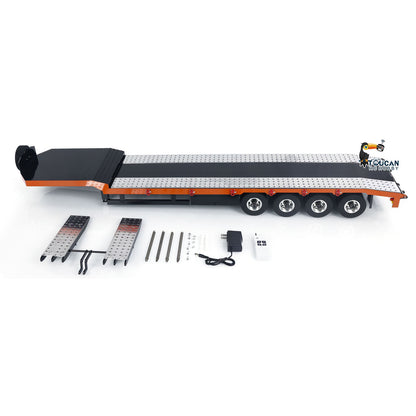 1:14 4-achs Metallanhänger für RC Traktor Auto LKW Elektrische Heckklappe Beine Lackiert Zusammengebaut DIY Modell Batterie