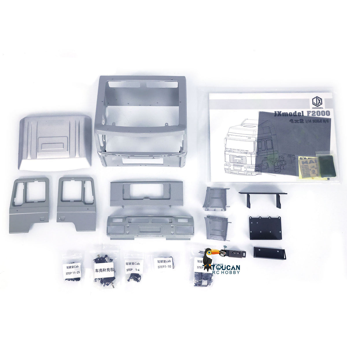 JXMODEL 1/14 6x4 Metall RC Hydraulischer Absetzkipper Funkgesteuerter LKW VL18U F2000 Schwenkarmautos Modellbausatz Licht-Soundsystem