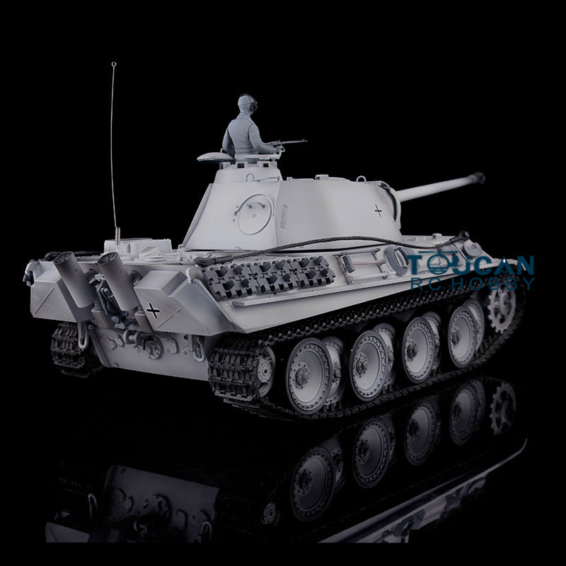 Henglong TK7.0 Deutscher Panther G aus Kunststoff im Maßstab 1/16, fahrbereit, ferngesteuerter Modellpanzer 3879 mit 360-Grad-Turmketten und Kettenrädern