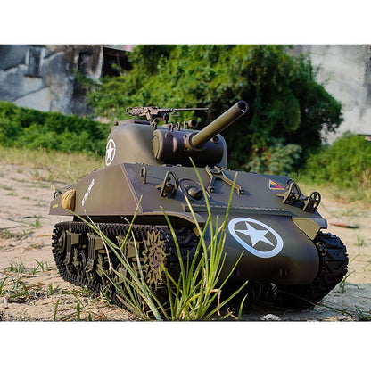 Plastic Henglong 1/16 7.0 RC Tank M4A3 Sherman 3898 320?? Turret Barrel Recoil BB IR Smoking Steel Gearbox Battery 2.4G Radio