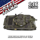 Plastic Henglong 1/16 7.0 RC Tank M4A3 Sherman 3898 320?? Turret Barrel Recoil BB IR Smoking Steel Gearbox Battery 2.4G Radio