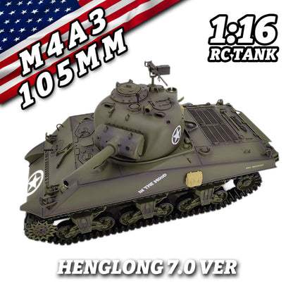 Plastic Henglong 1/16 7.0 RC Tank M4A3 Sherman 3898 320?? Turret Barrel Recoil BB IR Smoking Steel Gearbox Battery 2.4G Radio