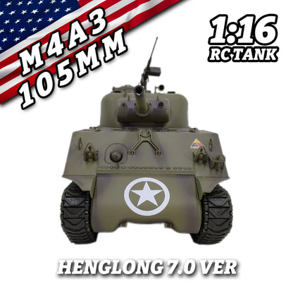 Plastic Henglong 1/16 7.0 RC Tank M4A3 Sherman 3898 320?? Turret Barrel Recoil BB IR Smoking Steel Gearbox Battery 2.4G Radio