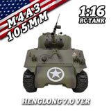 Plastic Henglong 1/16 7.0 RC Tank M4A3 Sherman 3898 320?? Turret Barrel Recoil BB IR Smoking Steel Gearbox Battery 2.4G Radio