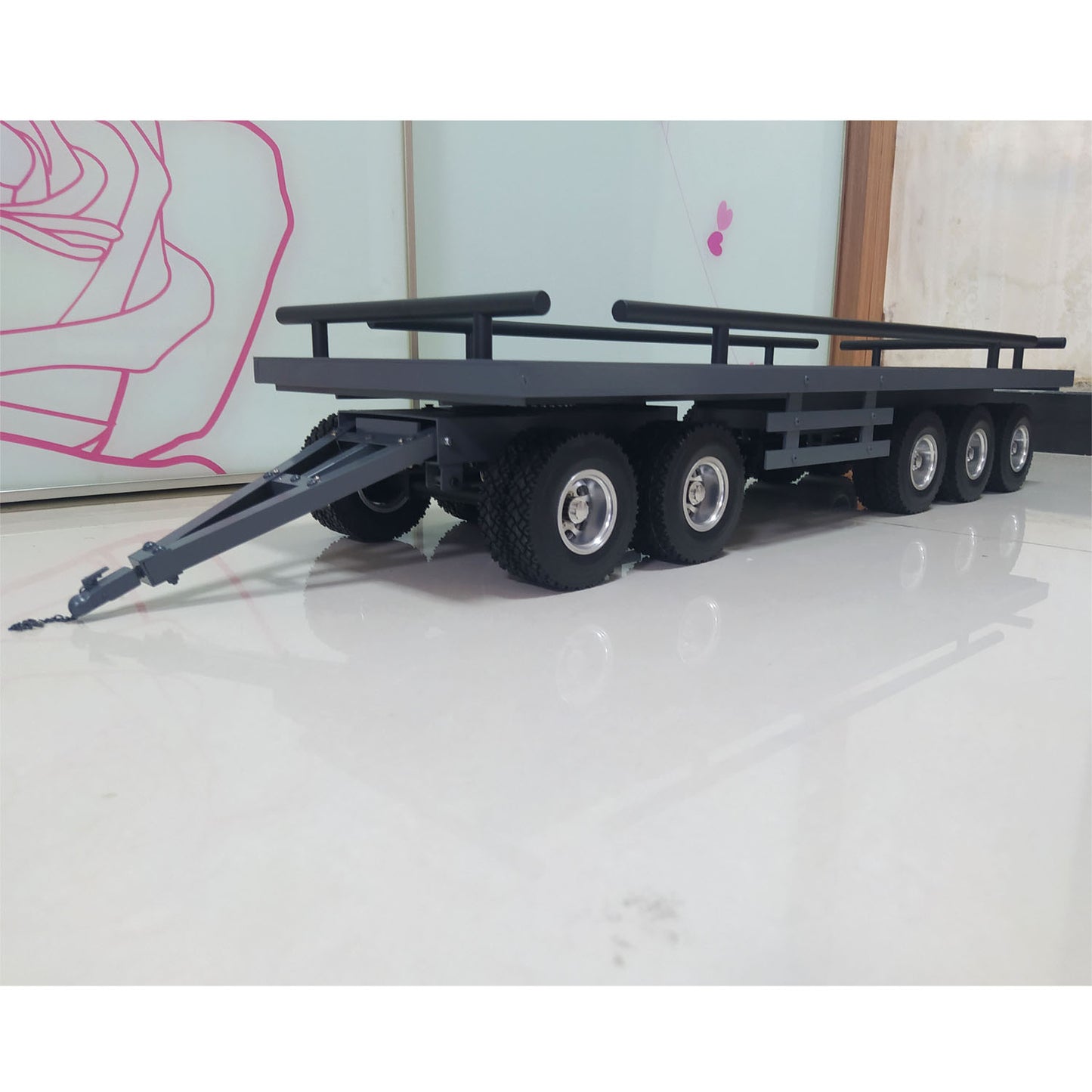 Metall 5 Achsen Anhänger für 1/14 RC Hydraulische Dump Radio Controlled Truck Traktor Elektro Auto Simulation Hobby Modell