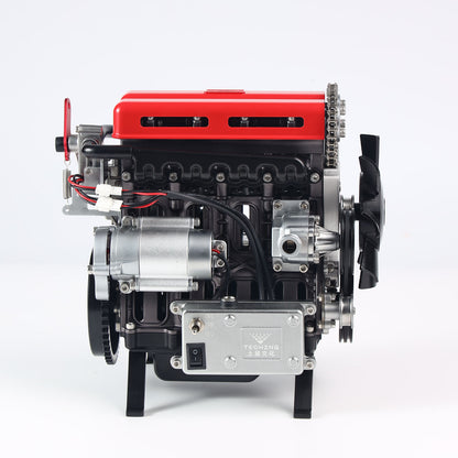 300+ PCS TECHING DIY Scale Metal 4Cylinder Turbocharged Engine Model DM111 Mechanical Assembly Decoration Building Kit Toy