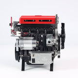 300+ PCS TECHING DIY Scale Metal 4Cylinder Turbocharged Engine Model DM111 Mechanical Assembly Decoration Building Kit Toy