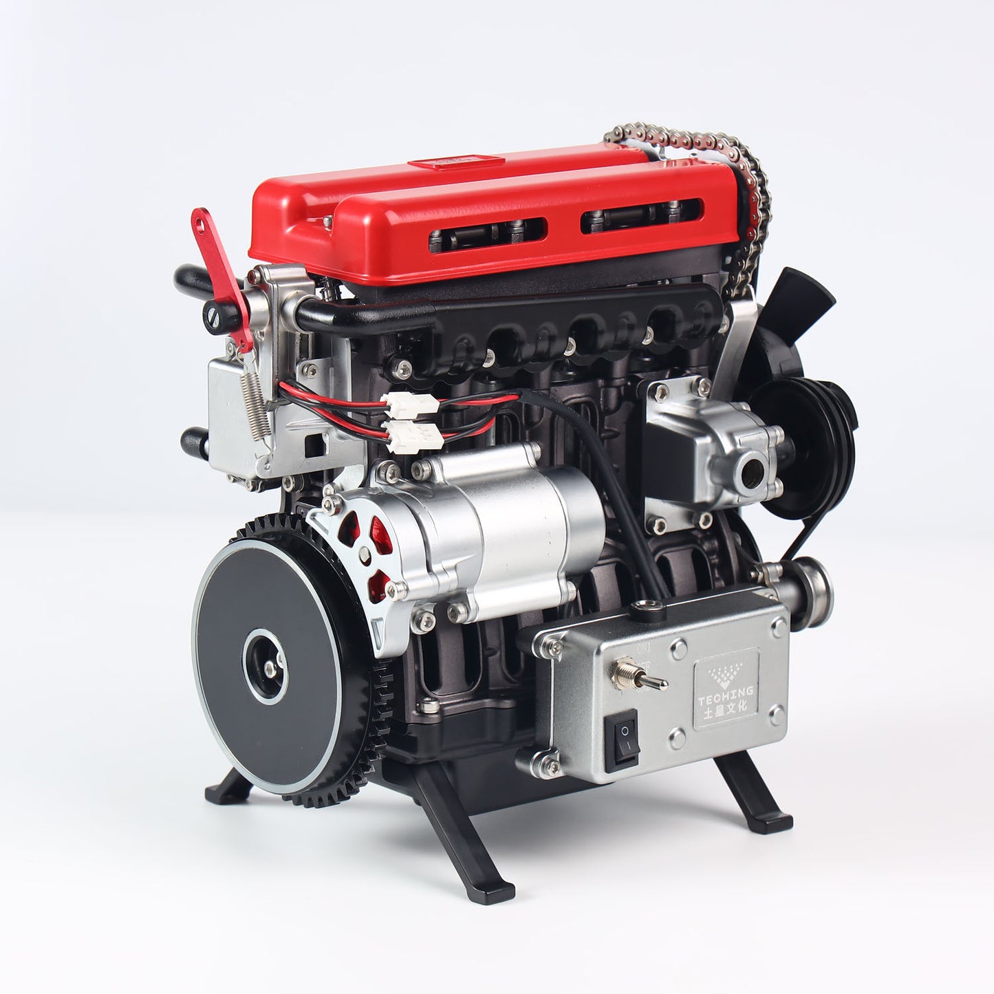 300+ PCS TECHING DIY Scale Metal 4Cylinder Turbocharged Engine Model DM111 Mechanical Assembly Decoration Building Kit Toy