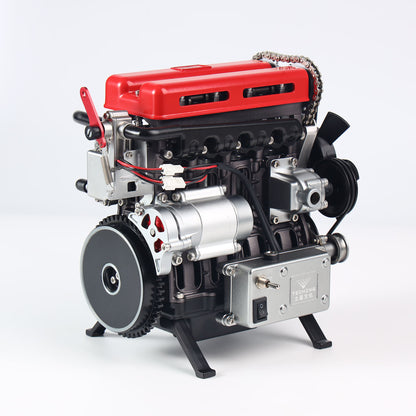 300+ PCS TECHING DIY Scale Metal 4Cylinder Turbocharged Engine Model DM111 Mechanical Assembly Decoration Building Kit Toy