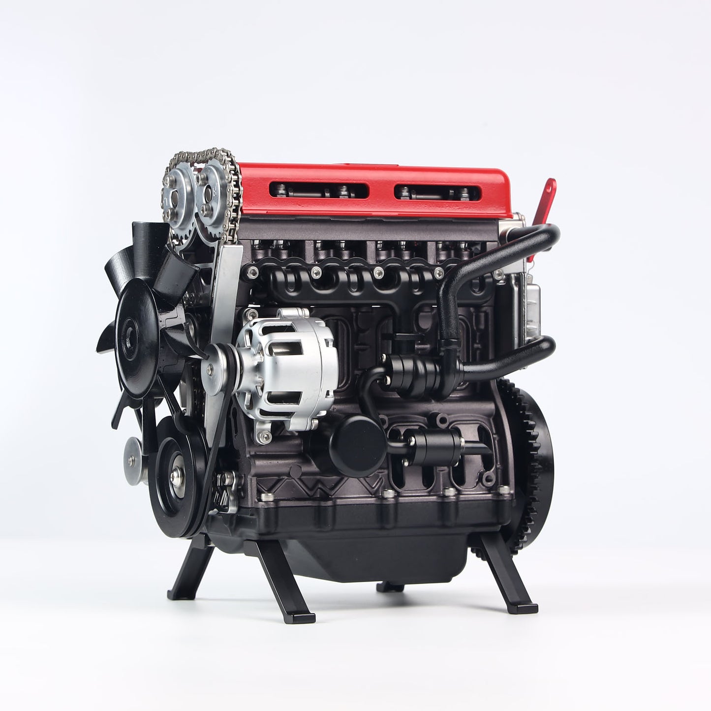 300+ PCS TECHING DIY Scale Metal 4Cylinder Turbocharged Engine Model DM111 Mechanical Assembly Decoration Building Kit Toy