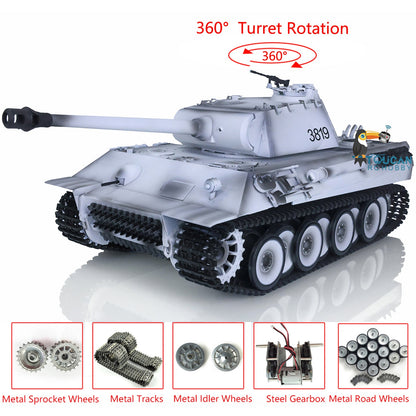 Henglong 1/16 TK7.0 Profession German Panther RTR RC Tank 3819 IR BB 360 Degrees Turret Smoke Metal Tracks Sprockets Idlers Road Wheels Gearbox