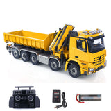 Metal 1/14 Hydraulic RC Dumper Car 10x10 Full-dump Crane Truck Rear Axle Lifting With 3-speed Gearbox Light Sound System Motor ESC