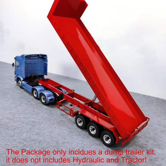 1/14 Metal 3Axles Remote Control Low Bed Dump Trailer Electric Legs WITHOUT Hydraulic System for Tamiya LESU RC Tractor Truck