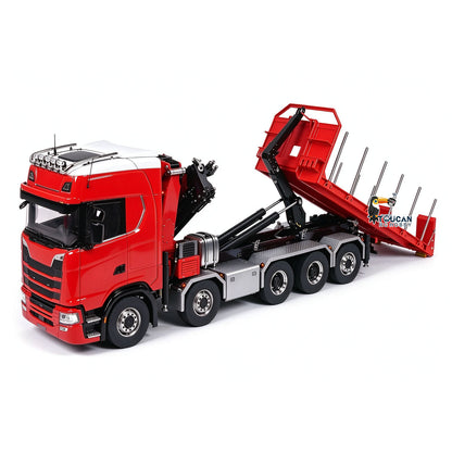 770S 1/14 Maßstab Hydraulischer RC Pritschenwagen Holz 5-Achsen Funksteuerung Kran Muldenkipper Licht Sound