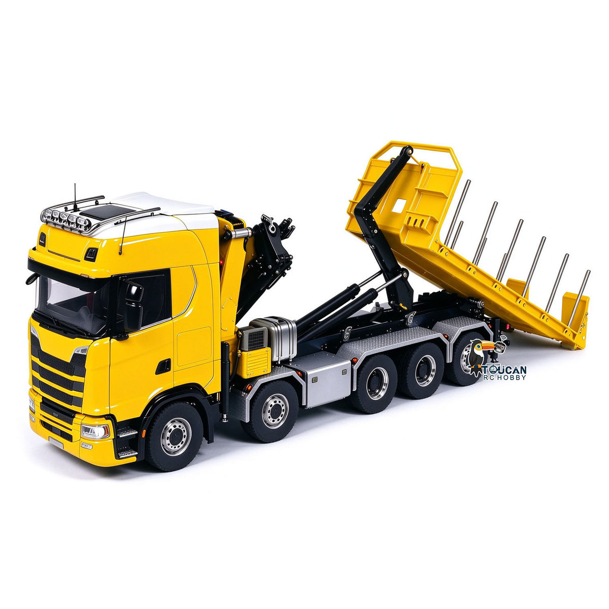 770S 1/14 Maßstab Hydraulischer RC Pritschenwagen Holz 5-Achsen Funksteuerung Kran Muldenkipper Licht Sound