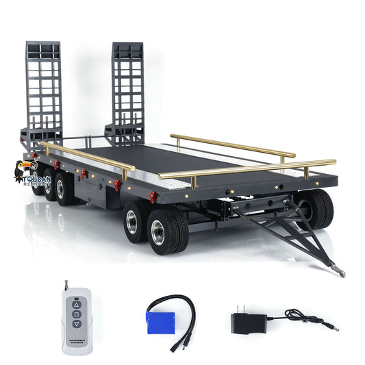 Metal 5 Axles Full Trailer for 1/10 1/8 RC Crawler 1/14 1/12 Hydraulic Truck Car