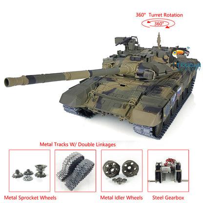 Henglong 1/16 Maßstab TK7.0 Russischer T90 Ferngesteuerter Ready To Run Tank 3938 W/ 360 Turm Metallketten Kettenräder Leiträder