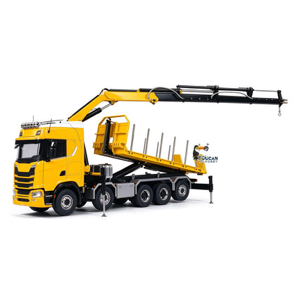 770S 1/14 Maßstab Hydraulischer RC Pritschenwagen Holz 5-Achsen Funksteuerung Kran Muldenkipper Licht Sound