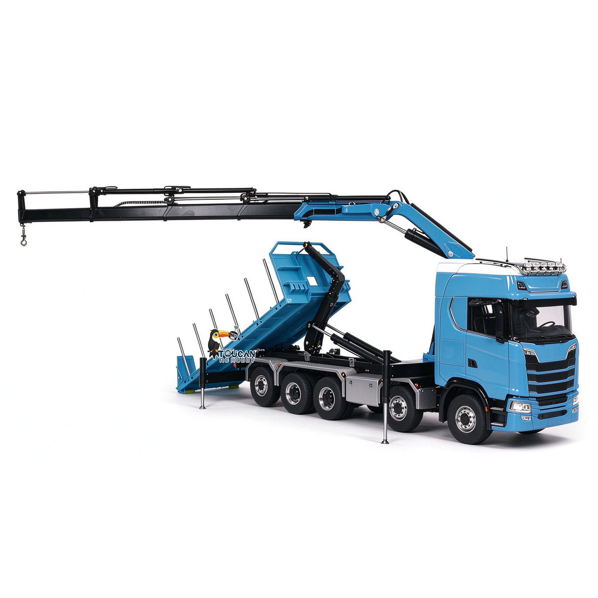 770S 1/14 Maßstab Hydraulischer RC Pritschenwagen Holz 5-Achsen Funksteuerung Kran Muldenkipper Licht Sound