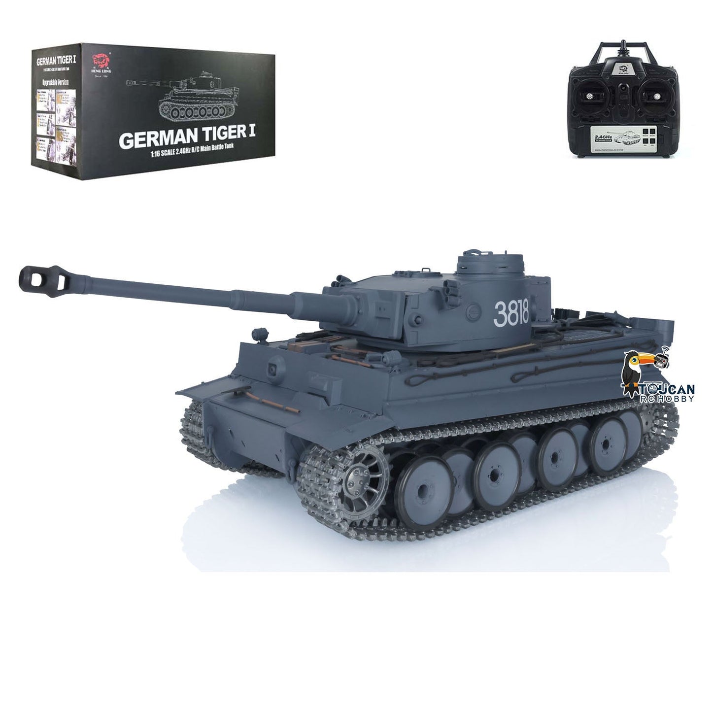 Henglong 1/16 TK7.0 Promotion German Tiger I RTR RC Tank 3818 Infrared Combat BB Smoke Sounds Lights Metal Gearbox Tracks Sprockets Idlers Wheels