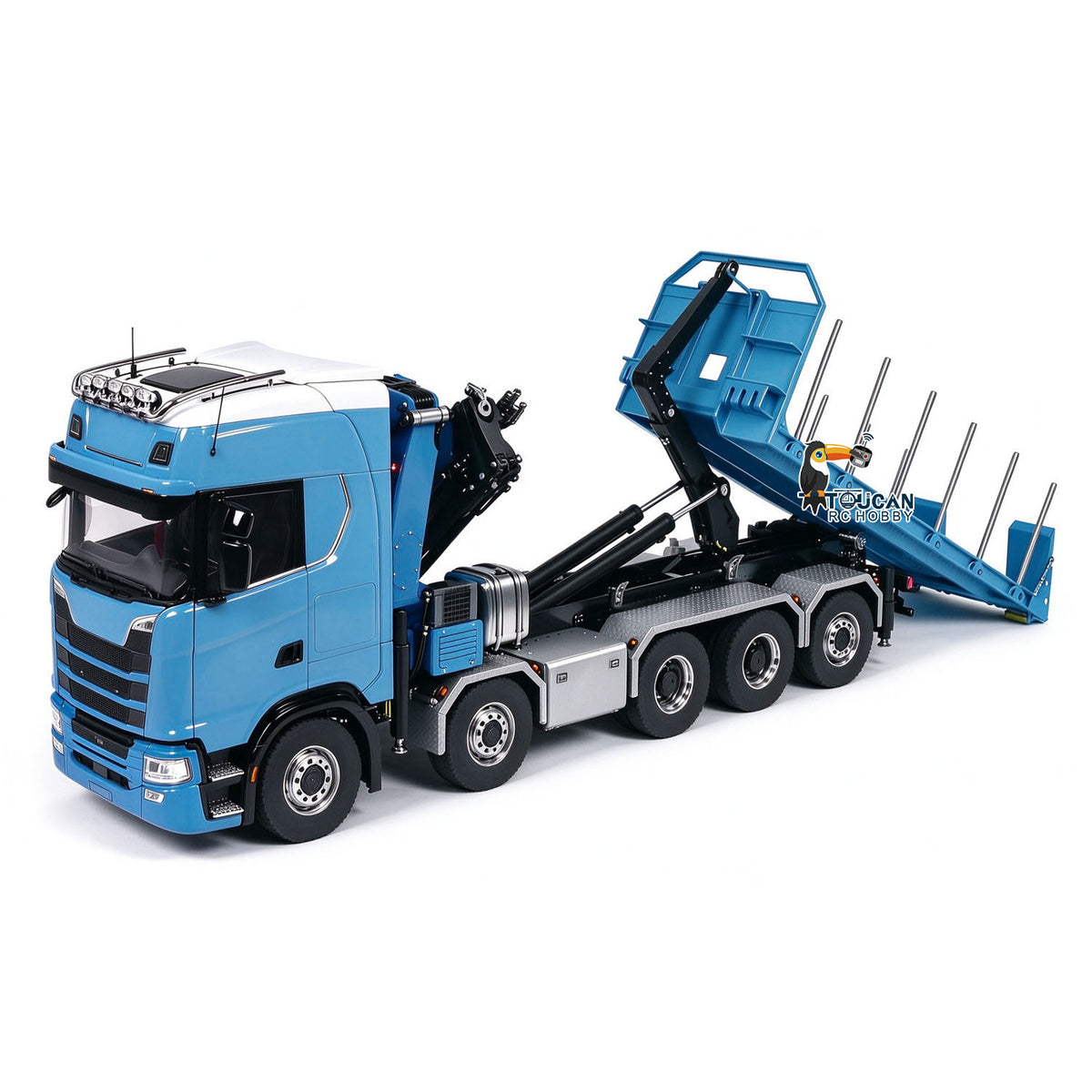 770S 1/14 Maßstab Hydraulischer RC Pritschenwagen Holz 5-Achsen Funksteuerung Kran Muldenkipper Licht Sound