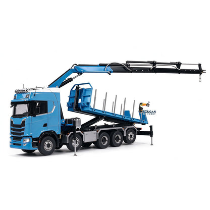770S 1/14 Maßstab Hydraulischer RC Pritschenwagen Holz 5-Achsen Funksteuerung Kran Muldenkipper Licht Sound