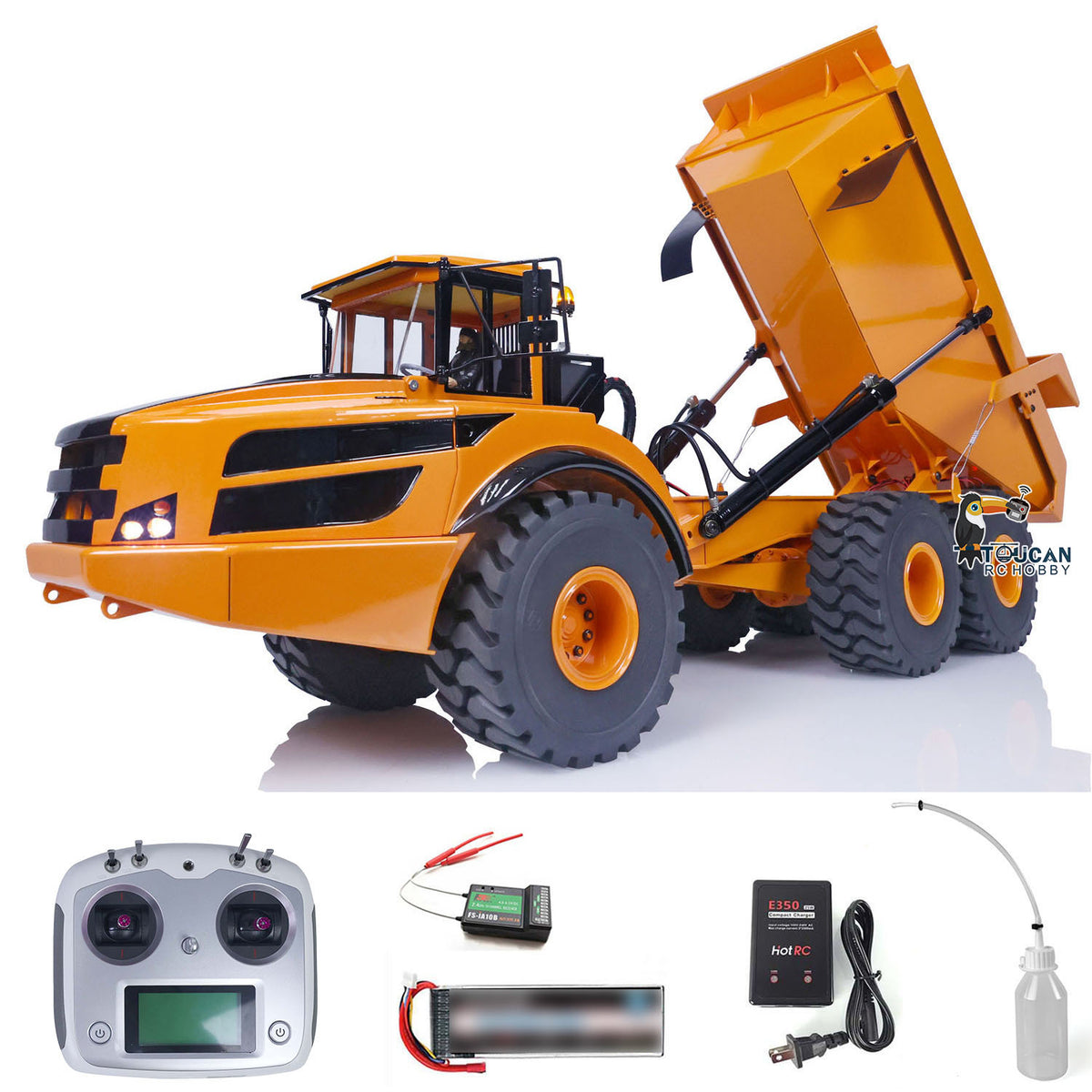 XDRC-ArticulatedTruck 1/14 Scale Heavy Duty Steel Hydraulic Articulated Hauler Complete Set w/i6S