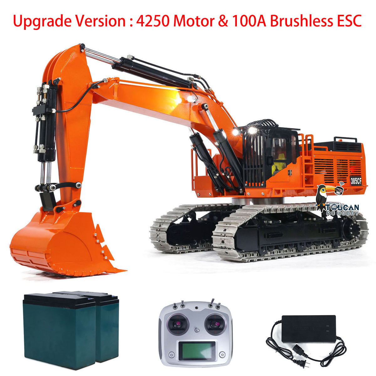 TOUCAN RC HOBBY 385CF 1/8 Hydraulic RC Excavator 150KG Heavy Duty Metal Digger PL18EV Lite FlySky i6S Radio Control Model