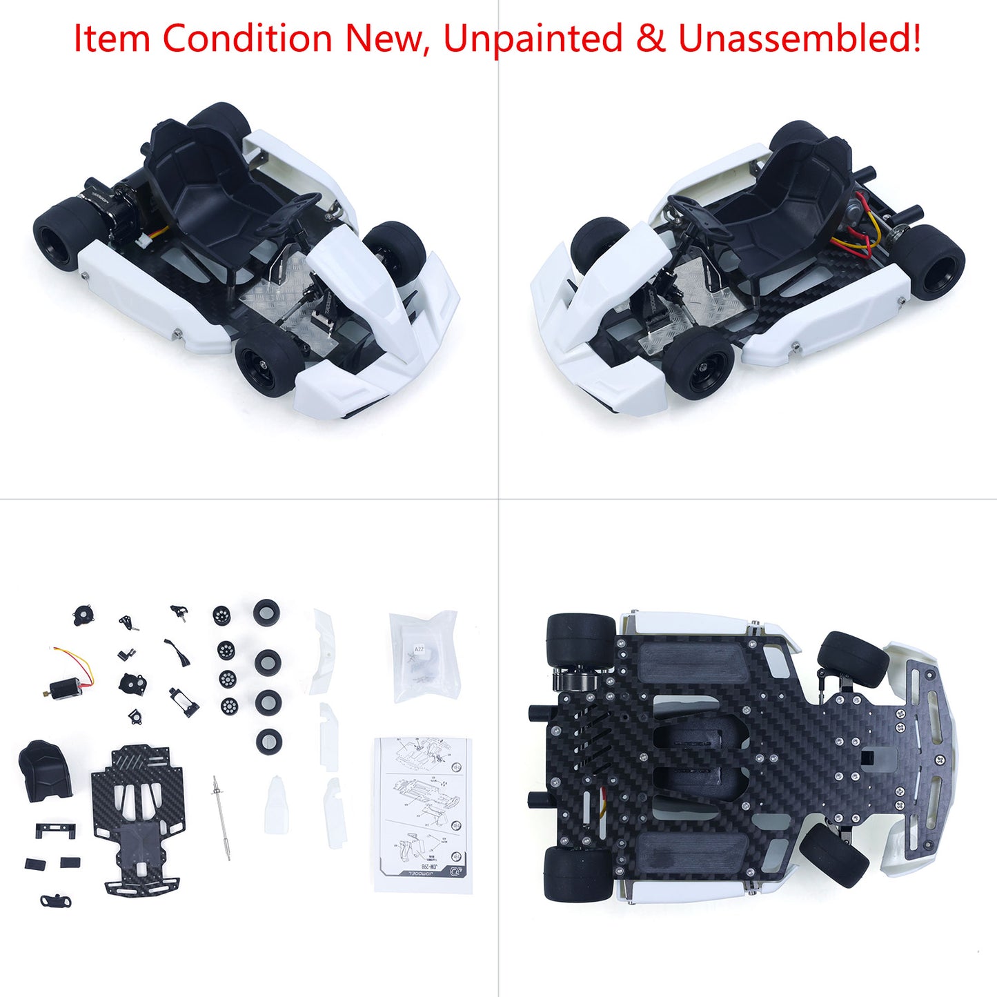 KIT JDM 298A 1/10 4x2 RC Go-Kart Unlimited DIY Model Vehicle Remote Control Electric Racing Car Motor No Battery for Adult