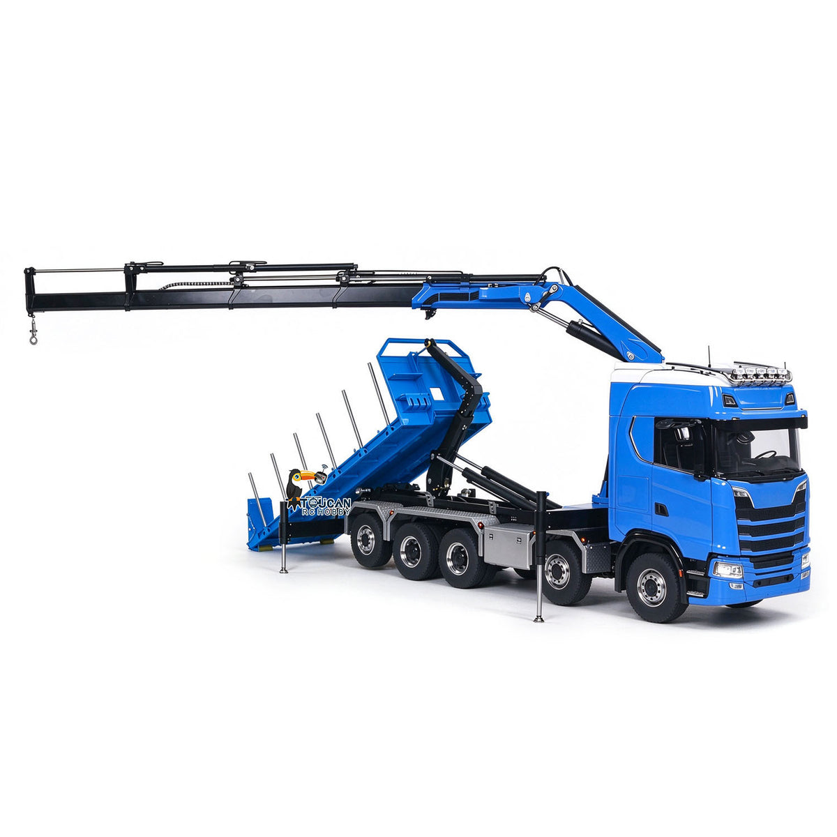 770S 1/14 Maßstab Hydraulischer RC Pritschenwagen Holz 5-Achsen Funksteuerung Kran Muldenkipper Licht Sound