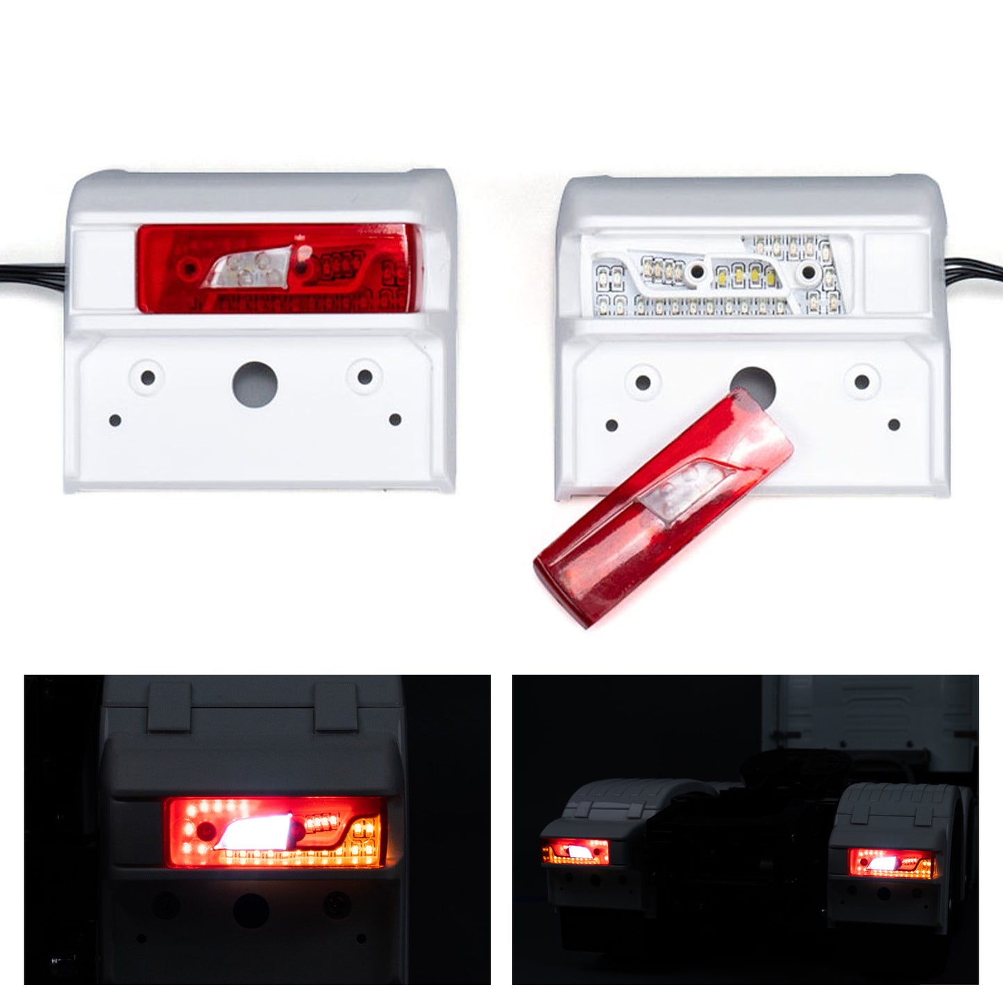 5V LED Kunststoff Rücklicht Warnleuchte Fließendes Wasser Licht für DIY TAMIYA 1/14 RC Traktor Lkw 770S 56368 56371 R470 R620 Auto