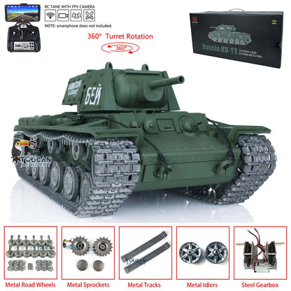 Heng Long TK7.0 1/16 T72 3939 Soviet Union KV-1 3878 RC Tank FPV 360 Degree Turret BB IR Metal Barrel Tracks Drive Idler Road Wheels