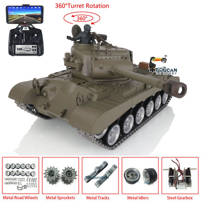 Henglong 1/16 TK7.0 Customized USA M26 Pershing 3838 RTR RC Tank FPV BB IR 360 Degrees Turret Smoke Metal Tracks Drive Road Idlers Wheels Gearbox