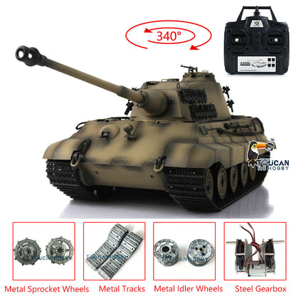 Henglong 1/16 7.0 Upgraded King Tiger 3888A RTR RC Tank BB Infrared Combat Smoke Metal Barrel Tracks Drive Idler Wheels Gearbox