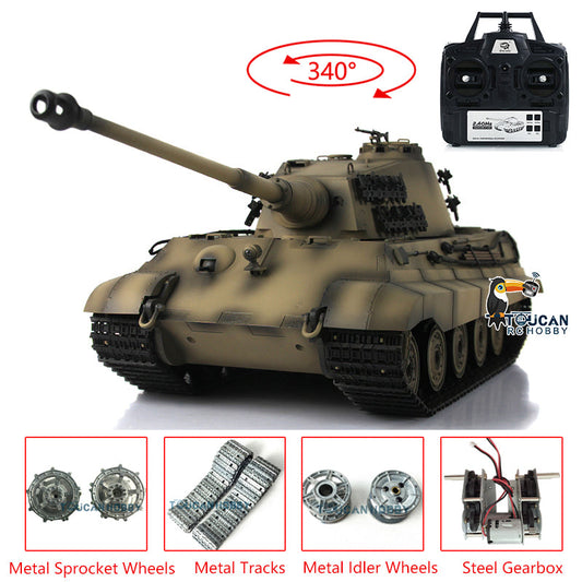 Henglong 1/16 7.0 Upgraded King Tiger 3888A RTR RC Tank BB Infrared Combat Smoke Metal Barrel Tracks Drive Idler Wheels Gearbox