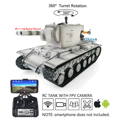 Henglong 1/16 TK7.0 Sowjetischer KV-2 Gigant, betriebsbereit, ferngesteuerter BB-IR-Panzer, 3949 Metalllaufräder, Laufrückstoß, FPV