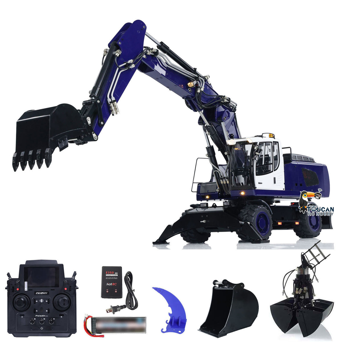 TOUCAN RC HOBBY MTM 946-3 Metal 1/14 RC Hydraulic Excavator Radio Control Digger 8-ways Reserving Valves for Model Enthusiasts