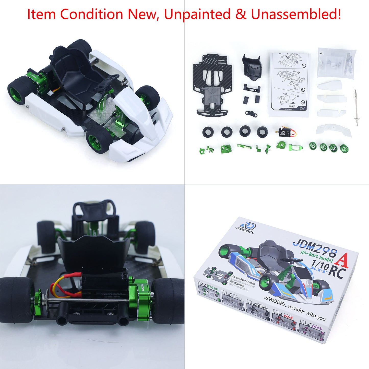 KIT JDM 298A 1/10 4x2 RC Go-Kart Unlimited DIY Model Vehicle Remote Control Electric Racing Car Motor No Battery for Adult