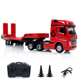 HUINA 1/64 Remote Control Drift Tractor Truck 9900 W/ 3Axle Plastic Semi Flatbed Trailer RTR Lights Effect Manual Support Legs