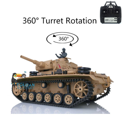 2,4 GHz Henglong 1/16 Maßstab TK7.0 Kunststoffversion Deutscher Panzer III H RTR RC Modellpanzer 3849 360 Turmketten Kettenräder Leiträder